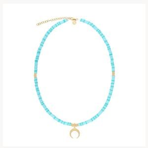 Claudia Navarro Jewelry Teal and Gold Moon Chocker Aqua